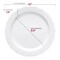White with Silver Vintage Rim Round Disposable Plastic Dinner Plates - 10" (120 Plates)